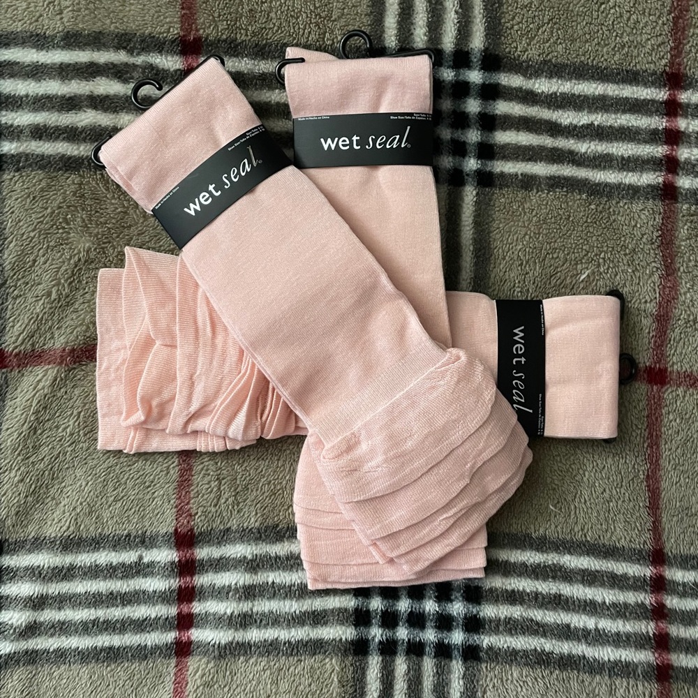 Pink thigh high socks